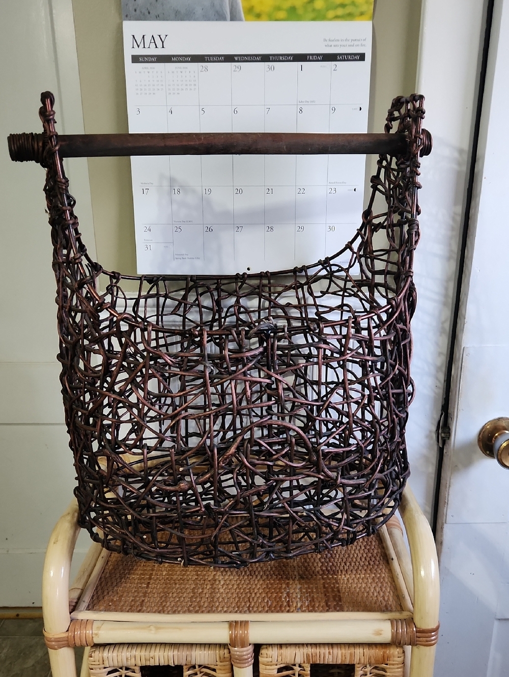Large Metal And Wood Basket